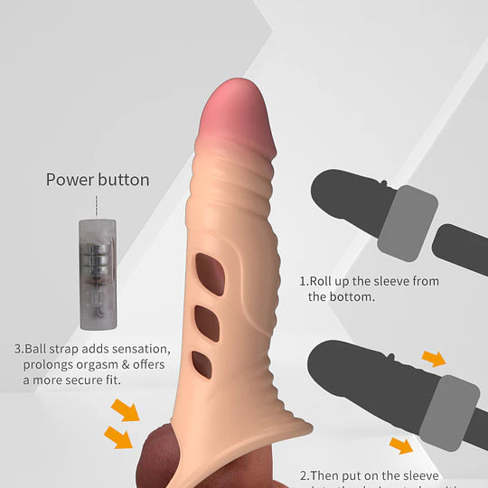 Funda Extensora de Pene con Vibración 22 cm TPE