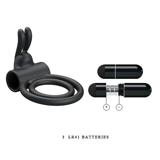 Anillo vibrador doble con conejo