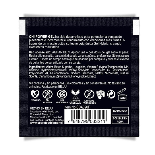 Sachet gel masculino potenciador Power OH 6 ml. x 3 unidades
